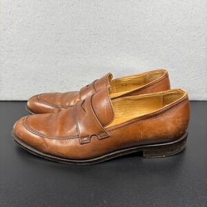 Saks Fifth Avenue Trevor Mens Penny Loafers Brown Leather Slip On Shoes Size 9M